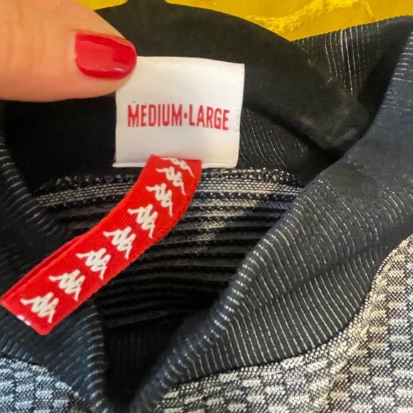 KAPPA Authentic Jaworzno Long Sleeve Shirt Top Sz M/L Black Smoke Grey Street - Picture 10 of 10